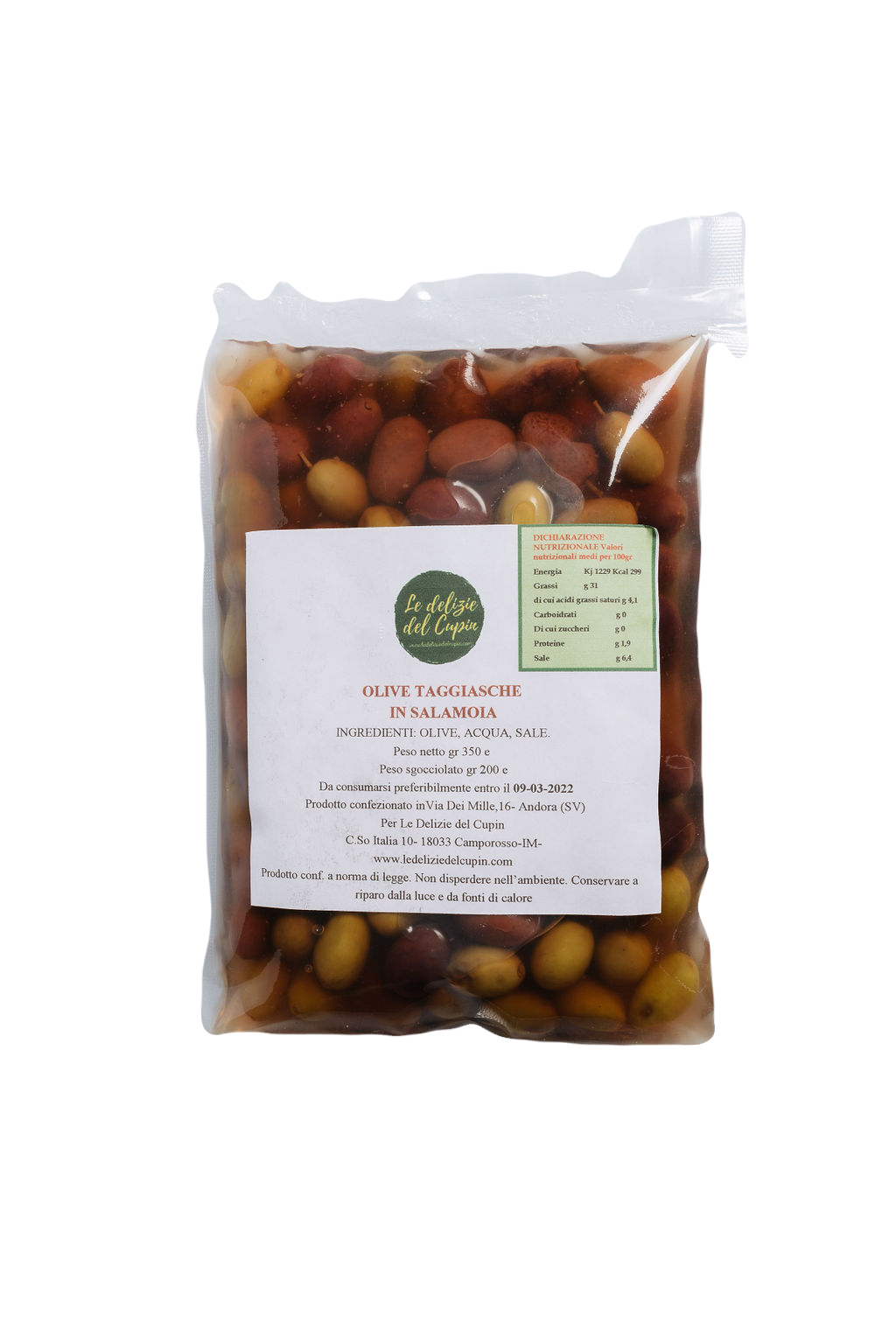 Olive 100% Taggiasche in Salamoia 200gr